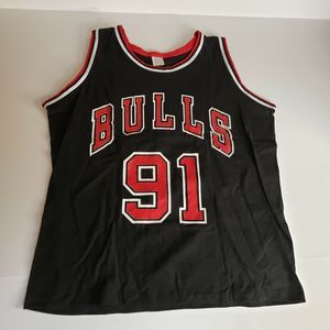Vtg Chicago Bulls Coke Dennis Rodman Black Tank Top Jersey 90s USA Boys 18-20